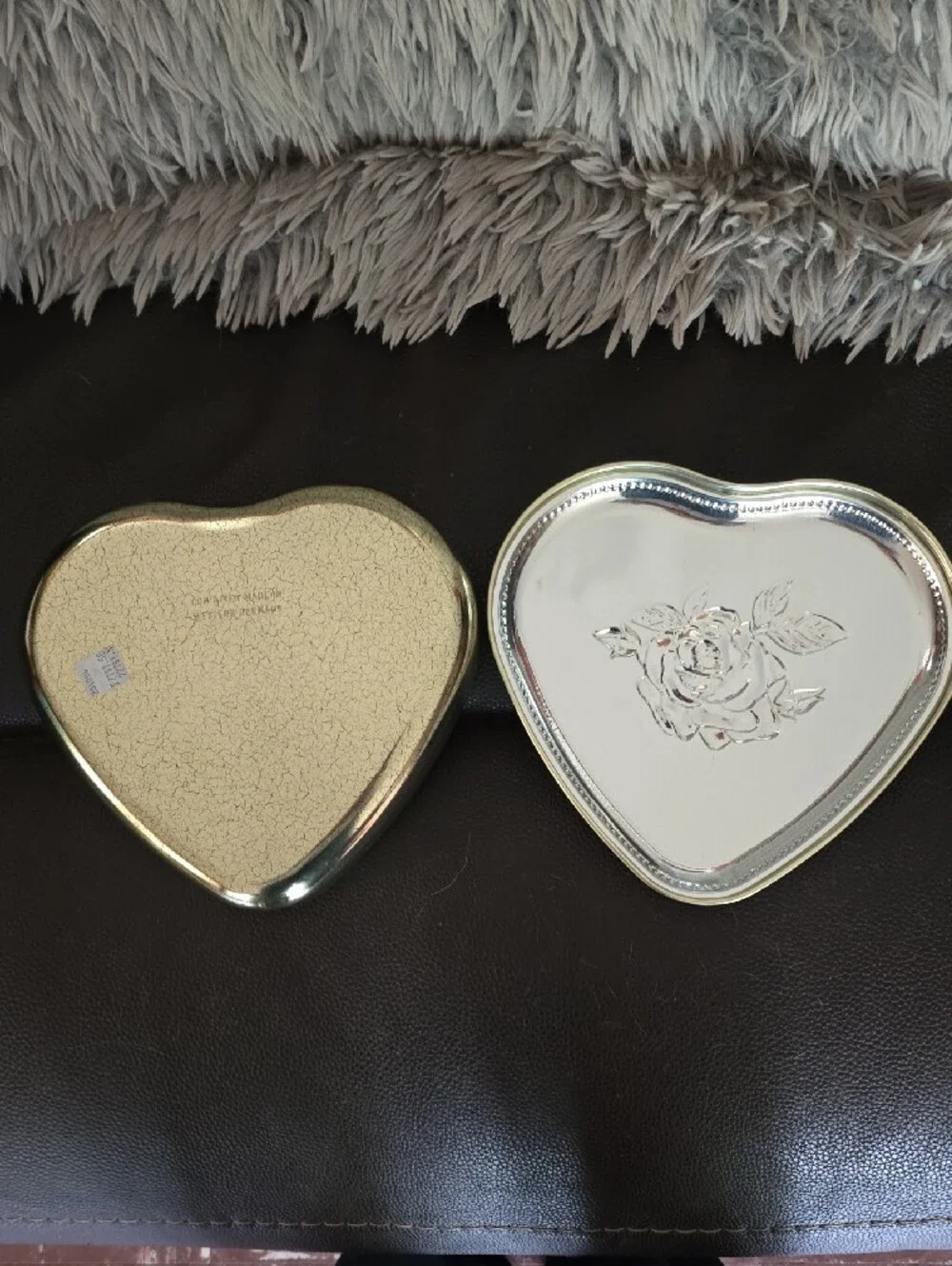Heart-Shaped Red Velvet Jewelry Box with Silver Rose